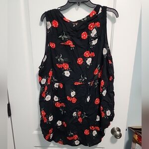 Torrid Black and Red Ruched Tank Top